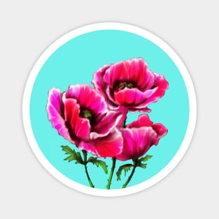 botanical illustration with elements of poppy flowers Magnet